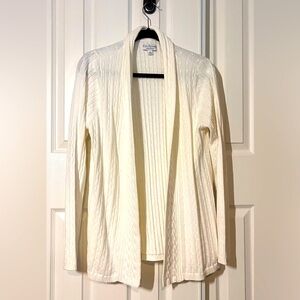 Kim Rogers cable knit cardigan, hundred percent cotton, small cream white ,Sm